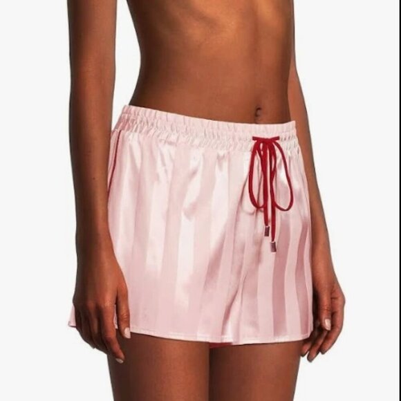 Free People Pillow Talk Satin Stripe Short Pajamas in Pink – Size Small - Picture 4 of 9